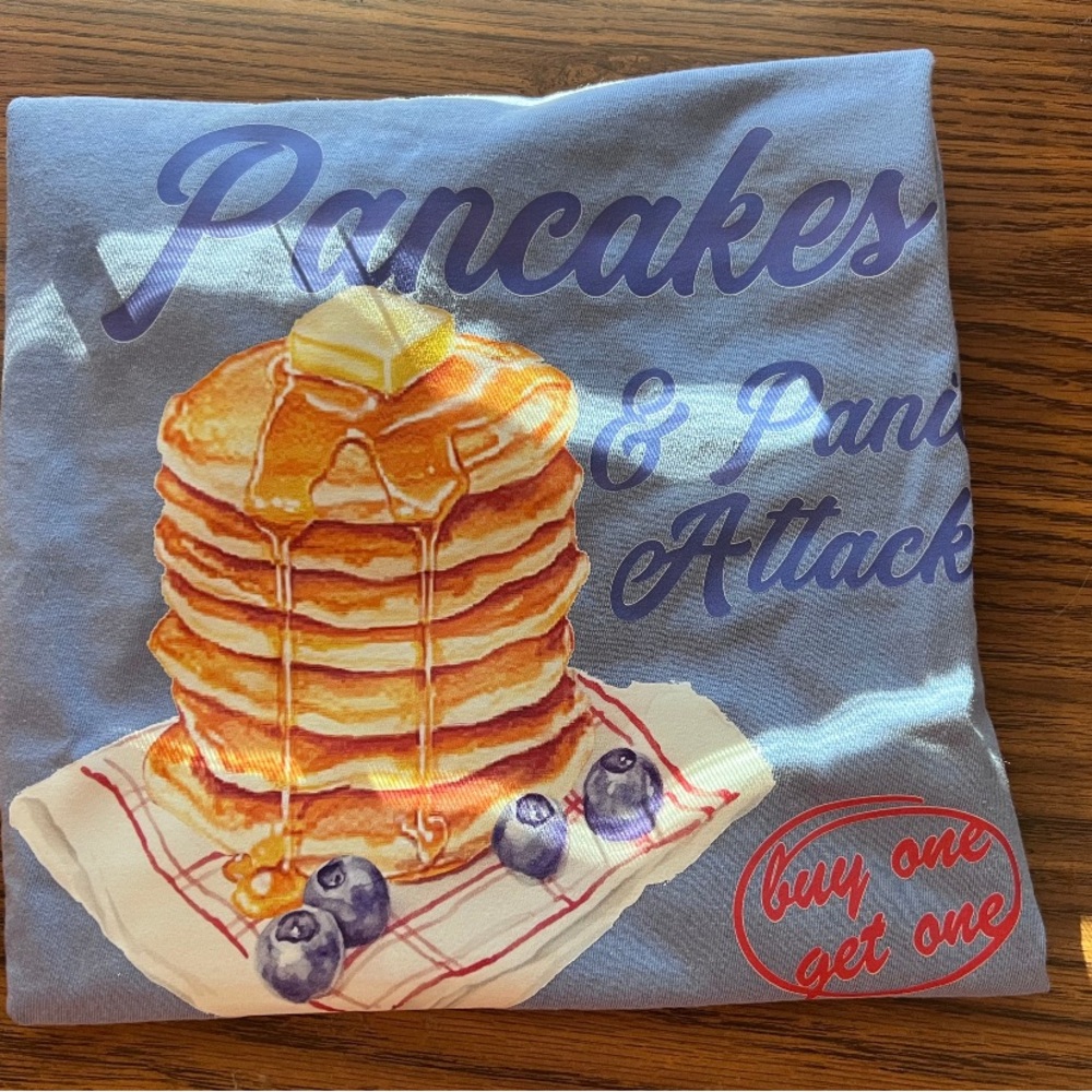 Pancakes and Panic Attacks T-Shirt, Pancakes and Panic Attack Shirt, Funny - Picture 2 of 3